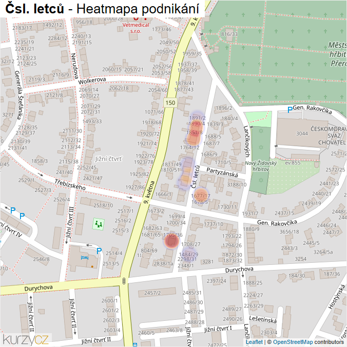 Mapa Čsl. letců - Firmy v ulici.
