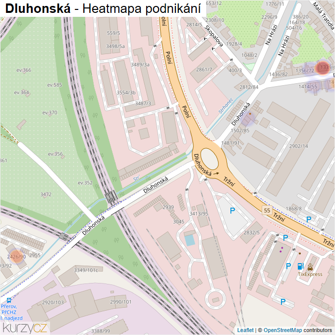 Mapa Dluhonská - Firmy v ulici.