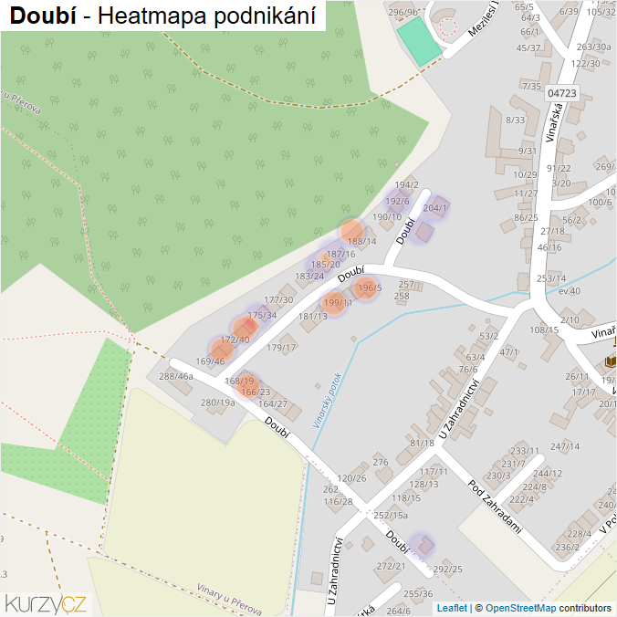 Mapa Doubí - Firmy v ulici.