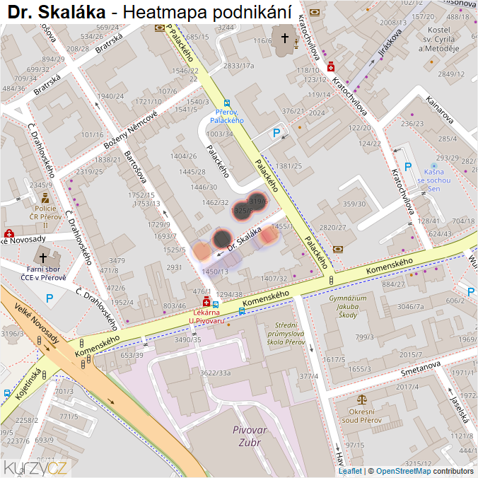 Mapa Dr. Skaláka - Firmy v ulici.