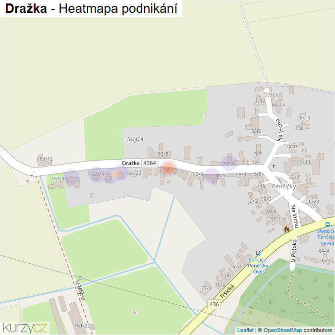 Mapa Dražka - Firmy v ulici.
