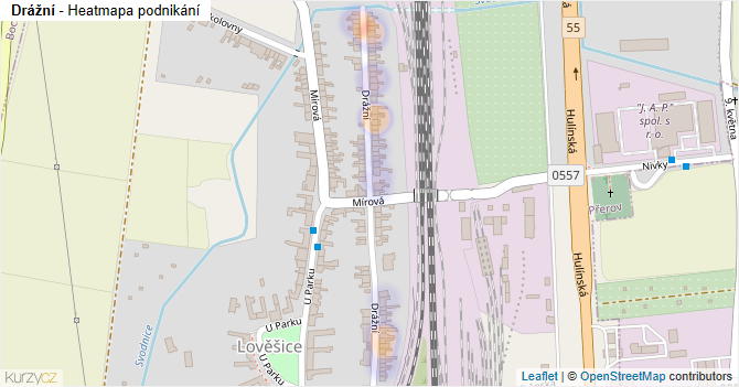 Drážní - mapa podnikání