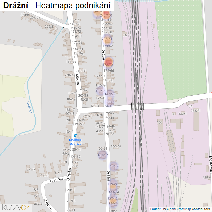 Mapa Drážní - Firmy v ulici.