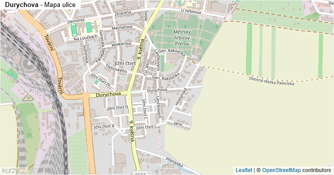 Durychova - mapa ulice