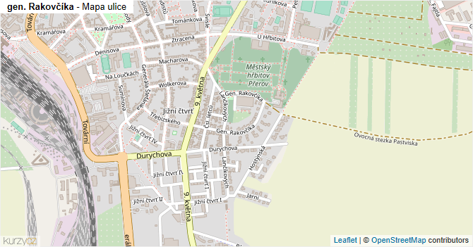 gen. Rakovčíka - mapa ulice