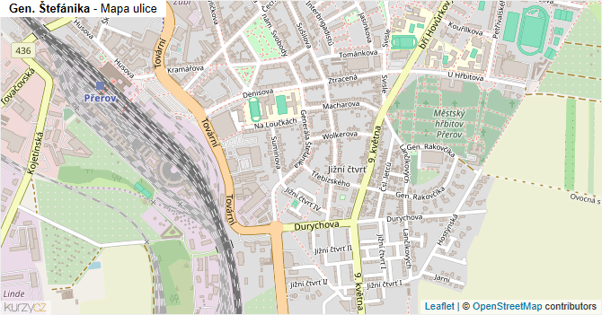 Gen. Štefánika - mapa ulice