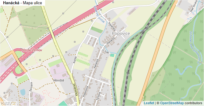 Hanácká - mapa ulice