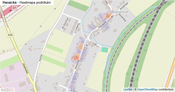 Hanácká - mapa podnikání