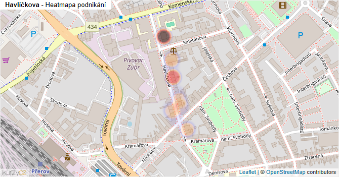 Havlíčkova - mapa podnikání