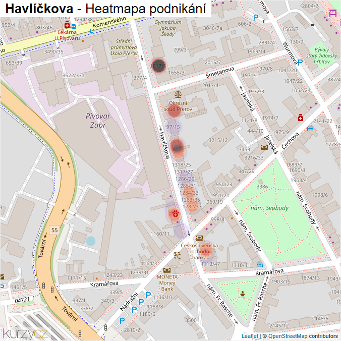 Mapa Havlíčkova - Firmy v ulici.