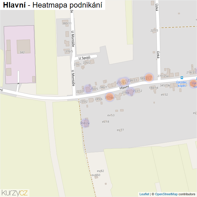 Mapa Hlavní - Firmy v ulici.