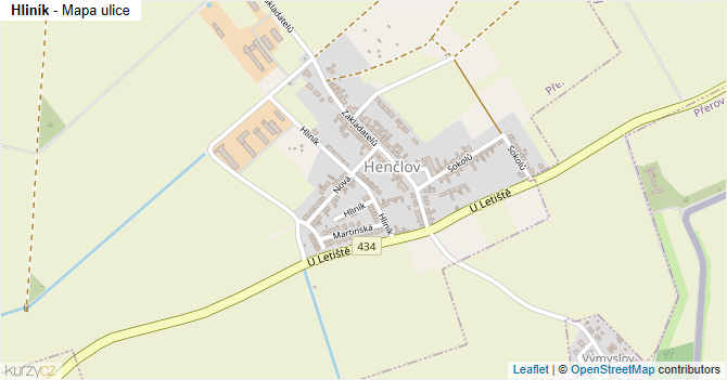 Hliník - mapa ulice
