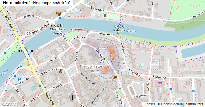 Horní náměstí - mapa podnikání