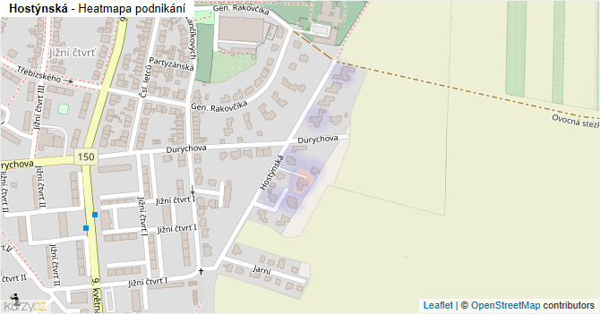 Hostýnská - mapa podnikání
