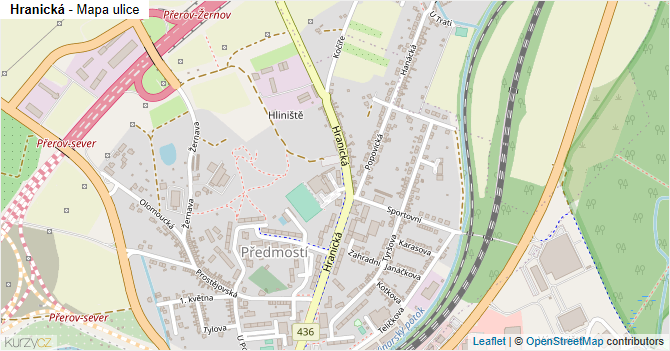 Hranická - mapa ulice