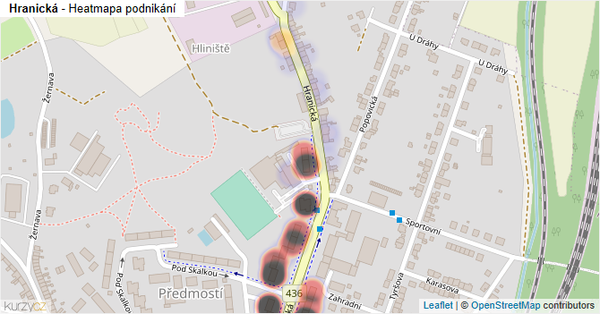 Hranická - mapa podnikání