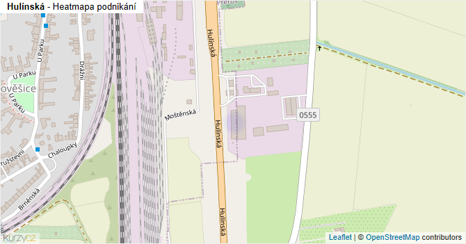 Hulínská - mapa podnikání