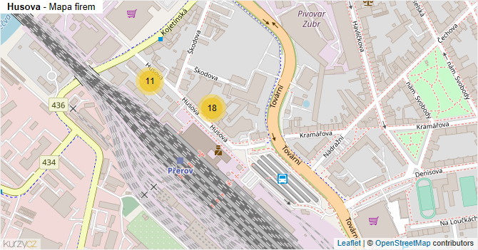 Husova - mapa firem