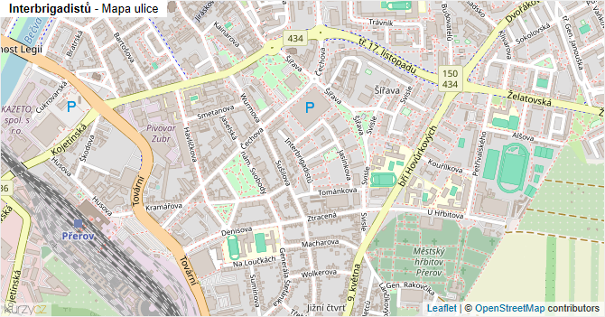 Interbrigadistů - mapa ulice