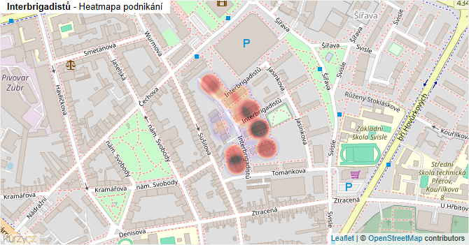 Interbrigadistů - mapa podnikání