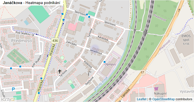Janáčkova - mapa podnikání
