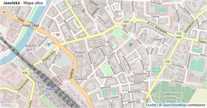 Jaselská - mapa ulice