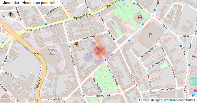 Jaselská - mapa podnikání