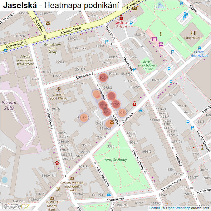 Mapa Jaselská - Firmy v ulici.