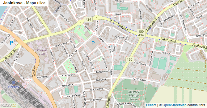 Jasínkova - mapa ulice
