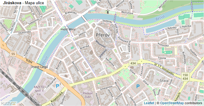 Jiráskova - mapa ulice