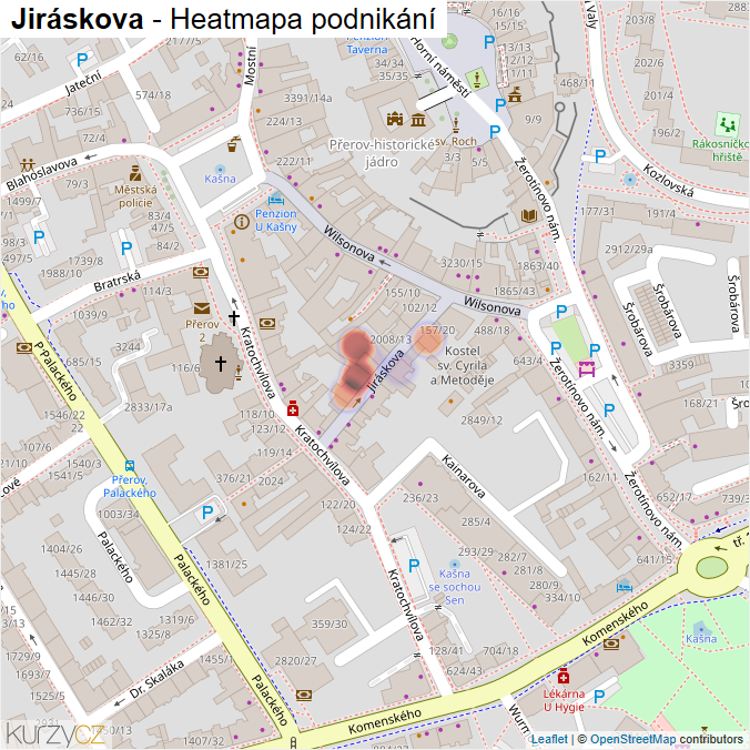 Mapa Jiráskova - Firmy v ulici.