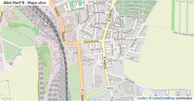 Jižní čtvrť II - mapa ulice