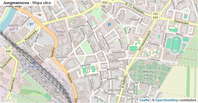 Jungmannova - mapa ulice