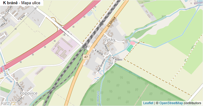 K bráně - mapa ulice