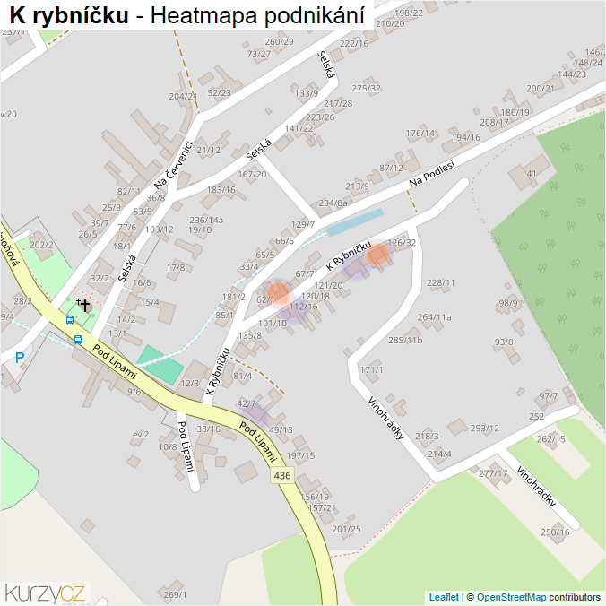 Mapa K rybníčku - Firmy v ulici.