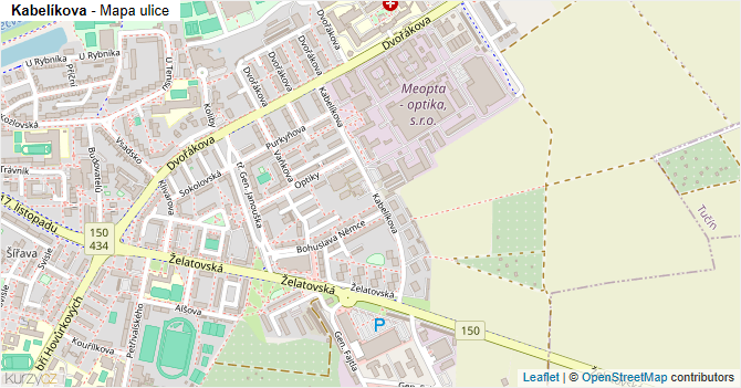 Kabelíkova - mapa ulice
