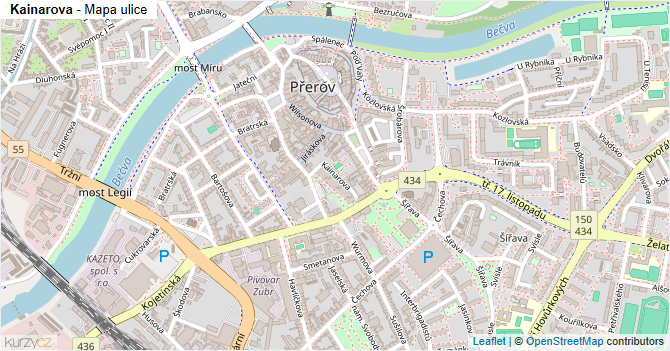 Kainarova - mapa ulice
