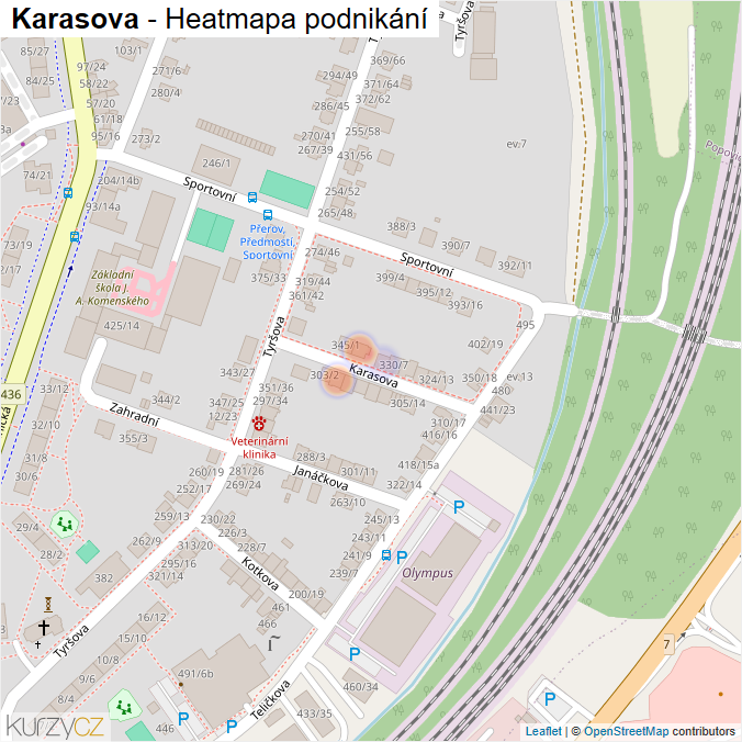 Mapa Karasova - Firmy v ulici.
