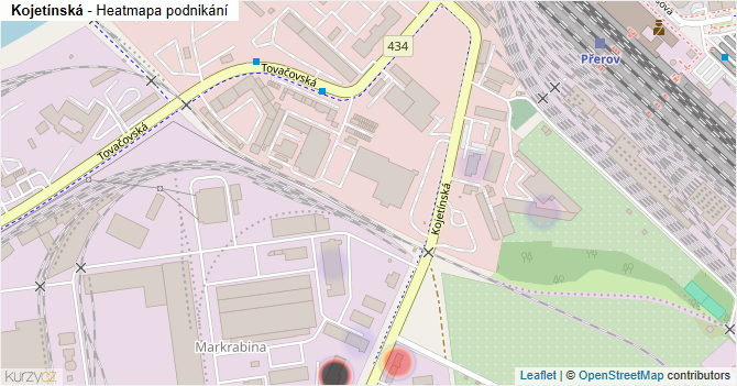 Kojetínská - mapa podnikání