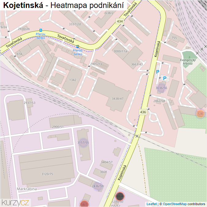 Mapa Kojetínská - Firmy v ulici.