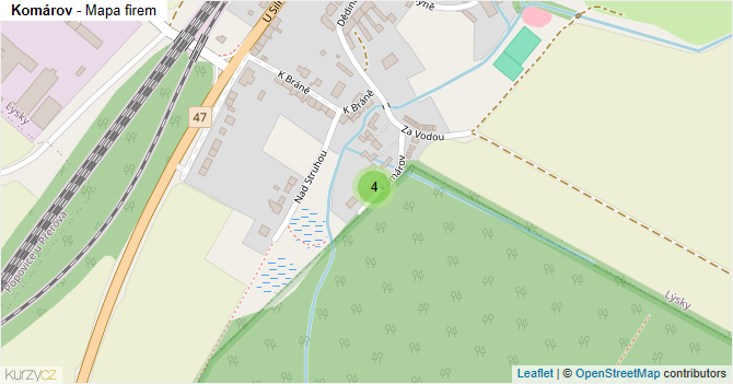 Komárov - mapa firem