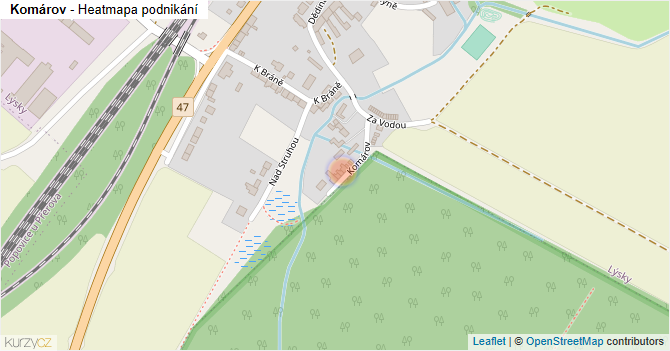 Komárov - mapa podnikání