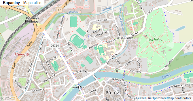 Kopaniny - mapa ulice