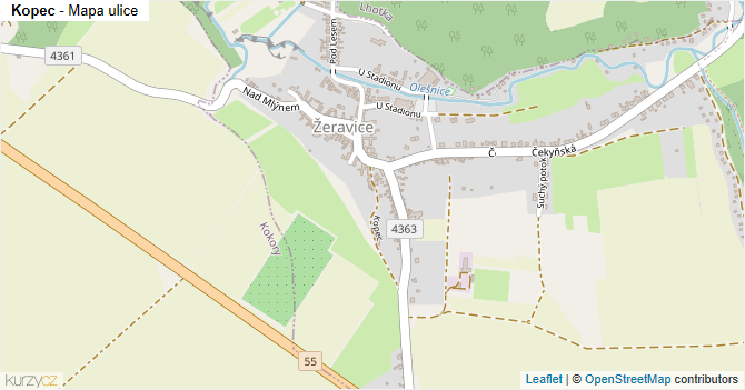 Kopec - mapa ulice