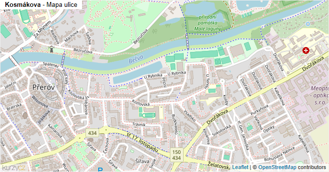 Kosmákova - mapa ulice