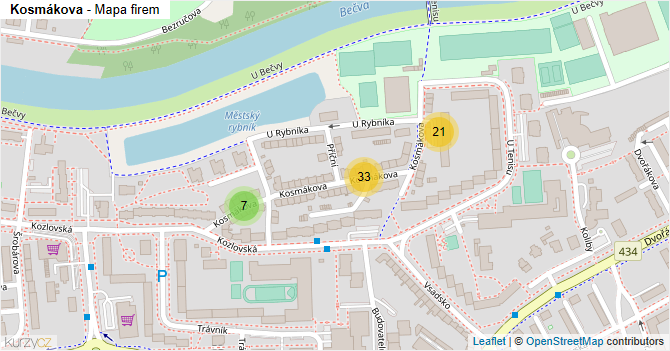 Kosmákova - mapa firem