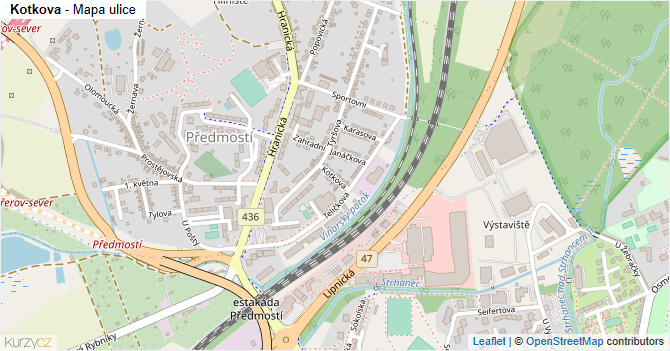 Kotkova - mapa ulice