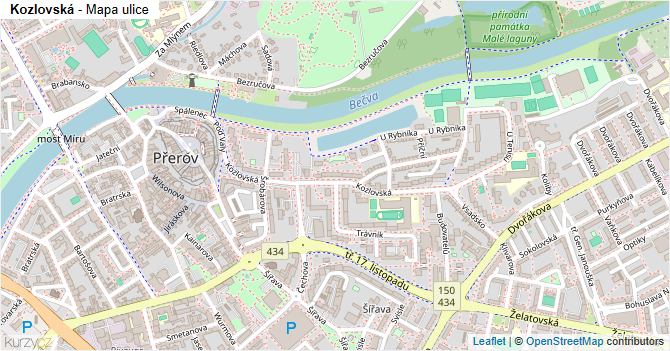 Kozlovská - mapa ulice