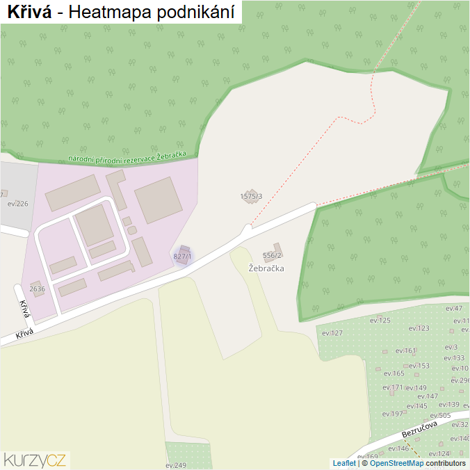 Mapa Křivá - Firmy v ulici.