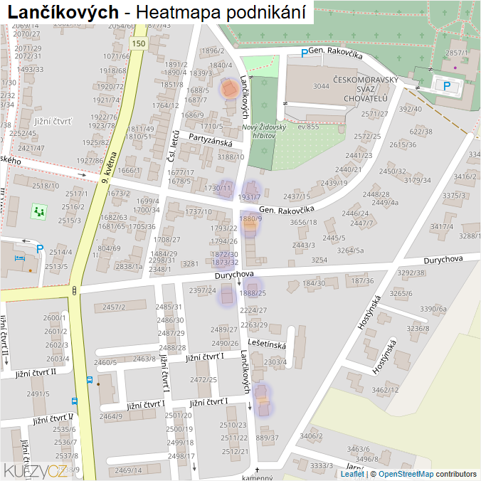 Mapa Lančíkových - Firmy v ulici.